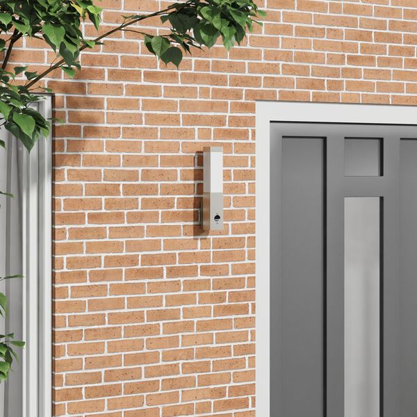 vidaXL Lauko sieninis šviestuvas Sidabro 10.5 x 6 x 35 cm