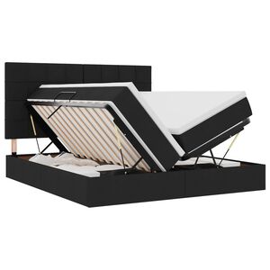 vidaXL LED saugojimo lova su čiužiniu Juoda 180 x 200 cm Audinys