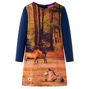 Vaiki&scaron;ka suknelė ilgomis rankovėmis, tamsiai mėlynos spalvos, 104