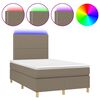 vidaXL Lova su spyruoklėmis/čiužiniu/LED, taupe, 120x190cm, audinys