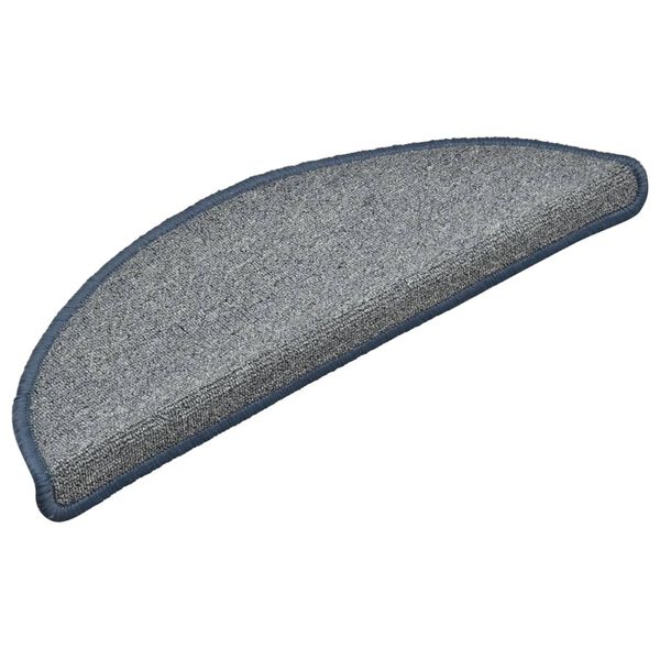 vidaXL Laiptų kilimėliai, 15 vnt., 56x17x3 cm, &scaron;viesiai pilki ir mėlyni, pusapvaliai