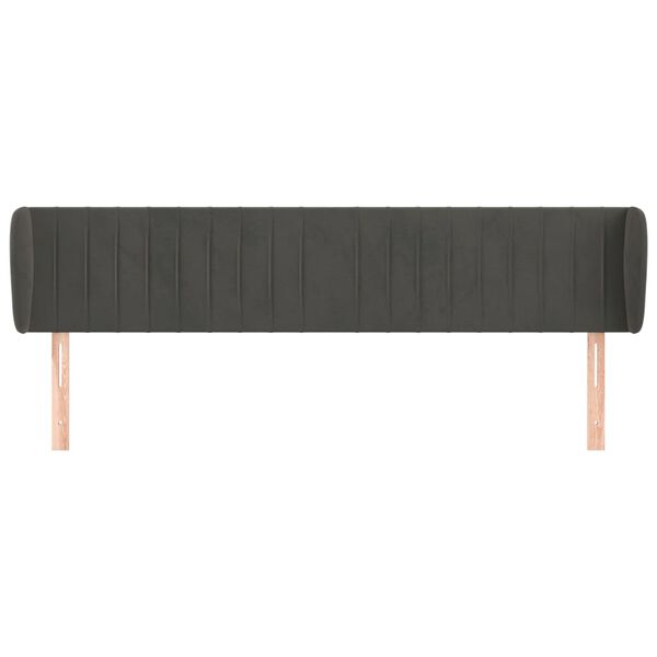 vidaXL Galvūgalis su auselėmis, tamsiai pilkos,203x23x78/88cm, aksomas