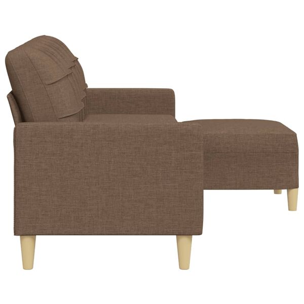 vidaXL Trivietė sofa su pakoja, rudos spalvos, 210cm, audinys