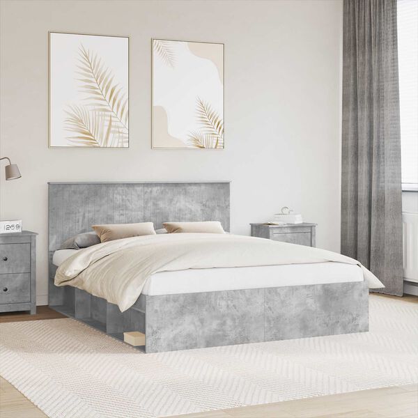 vidaXL Lovos rėmas Betoninė 160 x 200 cm Kietos pu&scaron;ies mediena