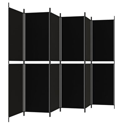 vidaXL Kambario pertvara, 6 dalių, juodos spalvos, 300x200cm, audinys