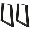 vidaXL Valgomojo stalo kojelės, V formos, 2 vnt., juodos, 70x(72-73,3) cm, plienas
