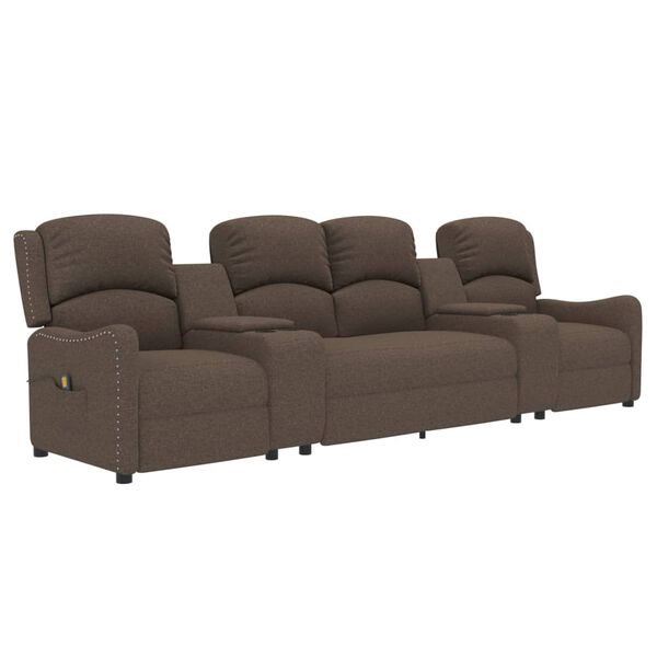 vidaXL Keturvietis atlošiamas masažinis krėslas, taupe, audinys