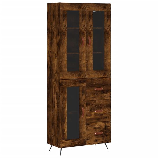 vidaXL Komoda, dūminio ąžuolo spalvos, 69,5x34x180cm, apdirbta mediena