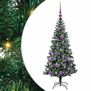 vidaXL Dirbtinis prie&scaron;&scaron;ventinis eglutė su &scaron;viesomis Žalia 120 cm