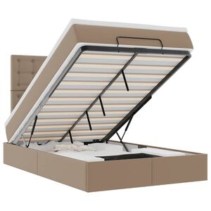 vidaXL Osmanų lovos rėmas su čiužiniu, kapučino, 120x200cm, dirbt. oda