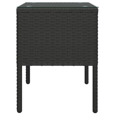 vidaXL Šoninis staliukas, juodas, 53x37x48cm, poliratanas ir stiklas