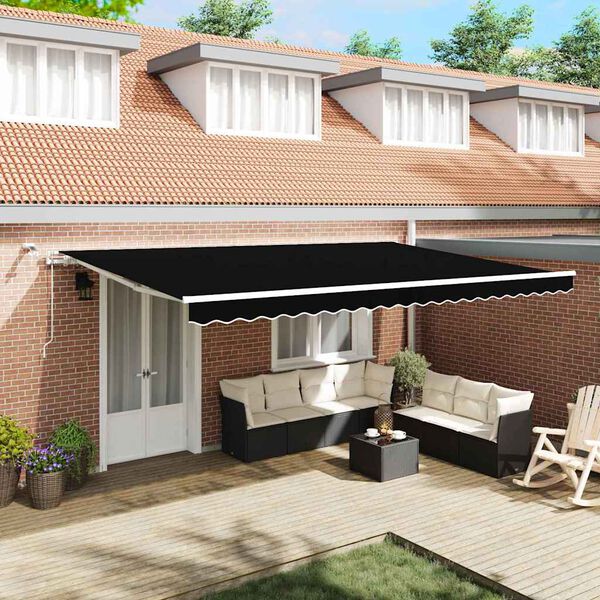 vidaXL I&scaron;traukiama markizė Juoda 500 &times; 350 cm Poliesteris ir Metalas