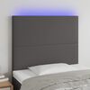 vidaXL Galvūgalis su LED, pilkas, 90x5x118/128cm, dirbtinė oda