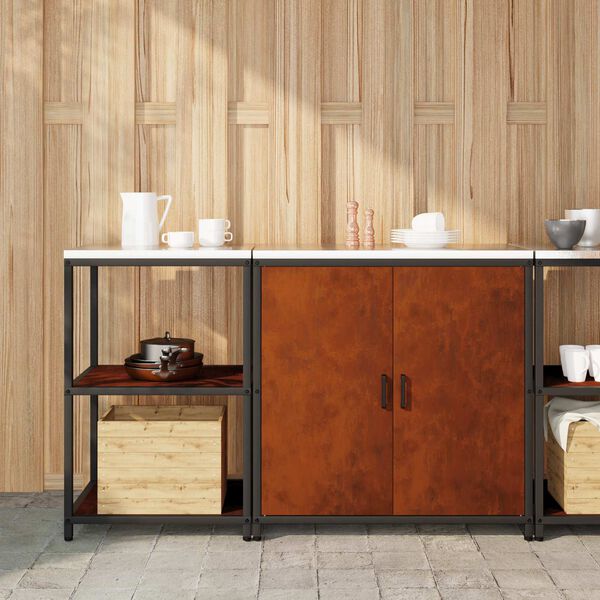 vidaXL Virtuvės saugojimo rinkinys su lentyna 2 pcs Rūdijanti