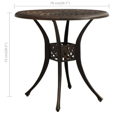 vidaXL Sodo staliukas, bronzinės spalvos, 78x78x72cm, lietas aliuminis
