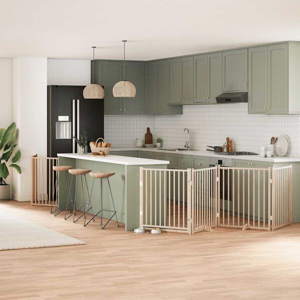 vidaXL Varteliai šunims su durimis, 10 segmentų, 800cm, tuopos mediena