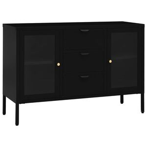 vidaXL &Scaron;oninė spintelė, juoda, 105x35x70cm, plienas/grūdintas stiklas