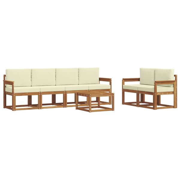 vidaXL Lauko sofos komplektas su pagalve 7 pcs Natūralus ir grietinėlė