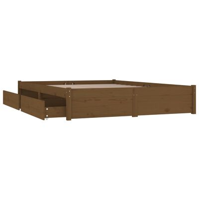 vidaXL Lovos rėmas su stalčiais, medaus rudas, 150x200cm, didelis