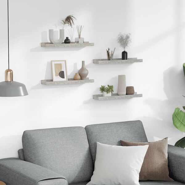 vidaXL Sieninės lentynos, 4vnt., betono pilkos spalvos, 40x9x3cm