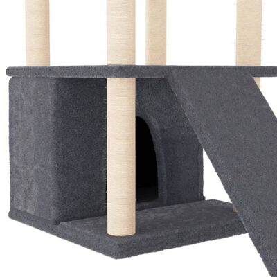 vidaXL Draskyklė katėms su stovais iš sizalio, tamsiai pilka, 133cm