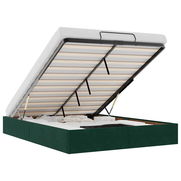 vidaXL Osmanų lovos rėmas be čiužinio Tamsiai žalias 140x200 cm Velvet