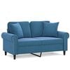 vidaXL Dvivietė sofa su pagalvėlėmis, mėlynos spalvos, 120cm, aksomas