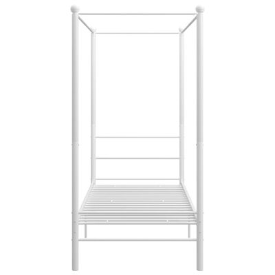 vidaXL Lovos rėmas su baldakimu, baltos spalvos, 100x200cm, metalas