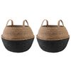 vidaXL Vazonas su rankenomis 2 vnt. Juoda &Oslash; 45 x 36 cm 100% Jūros žolė