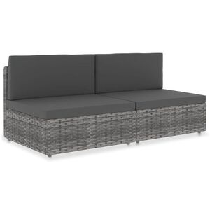 vidaXL Modulinė dvivietė sofa, pilkos spalvos, poliratanas