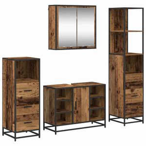 vidaXL Vonios baldų rinkinys 4 pcs Senovinis medis Apdirbta mediena