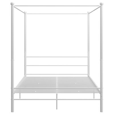 vidaXL Lovos rėmas su baldakimu, baltos spalvos, 160x200cm, metalas