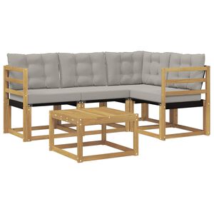 vidaXL Lauko sofos komplektas su pagalve 5 pcs Balta ir &scaron;viesiai pilka