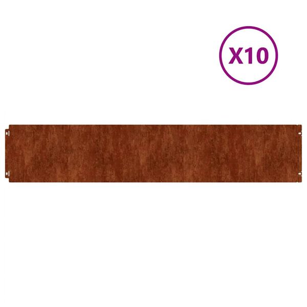 vidaXL Vejos apvadai, 10vnt., 20x103cm, lankstus Corten plienas
