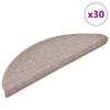 vidaXL Laiptų kilimėliai, 30 vnt., 56x17x3 cm, &scaron;viesiai rudi, pusapvaliai
