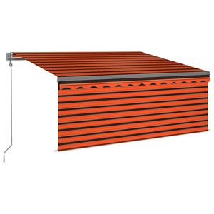 vidaXL Markizė su uždanga/LED/vėjo jutikliu, oranžinė/ruda, 3,5x2,5m