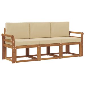 vidaXL Lauko sofos komplektas 3 vnt. 3 vietos Natūralus ir bežinis