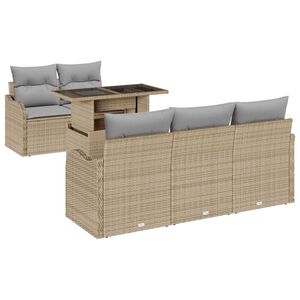vidaXL Sodo Sofų Rinkinys su pagalve 6 pcs Smėlio Poli ratanas