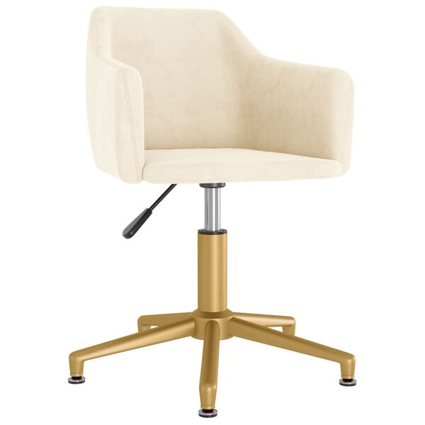 vidaXL Pasukama valgomojo kėdė, kreminės spalvos, aksomas