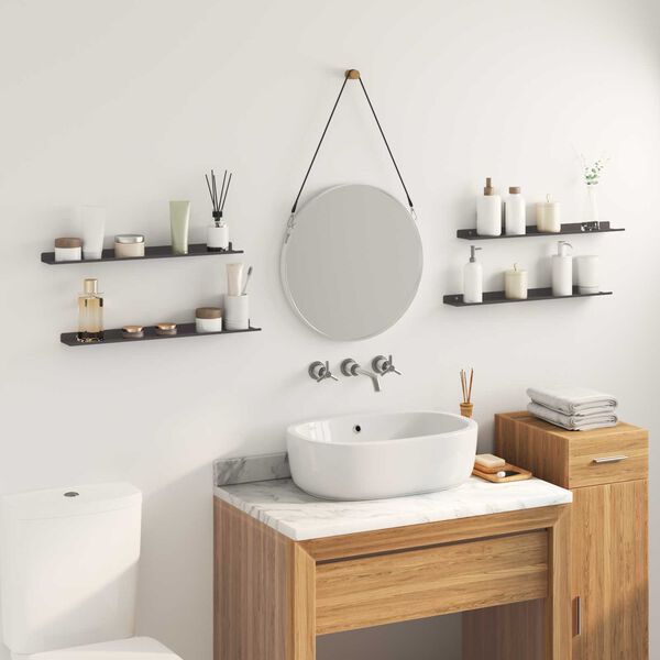 vidaXL Plūduriuojanti lentyna 4 pcs Juodas 60 x 8,5 x 2,5 cm Plienas