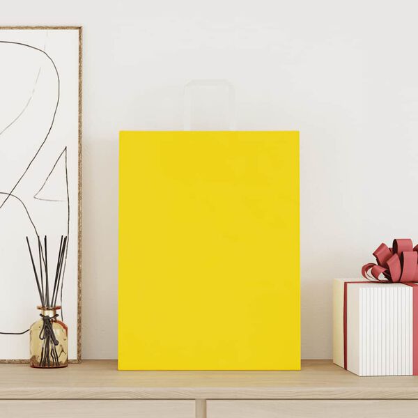 vidaXL Popieriniai mai&scaron;eliai 50vnt. su rankenomis, geltonos 32x12x42cm