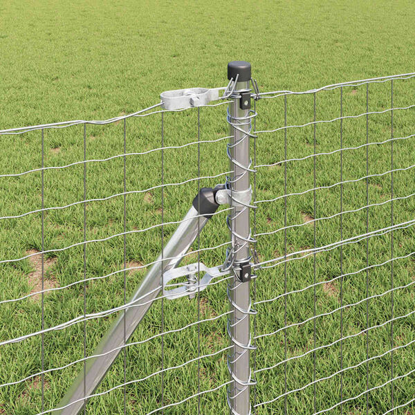 vidaXL Tvora su stulpais Sidabro 0,8 x 25 m Plienas ir PVC