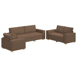 vidaXL Sofa 3 vnt. Ruda Lino mi&scaron;inio audinys