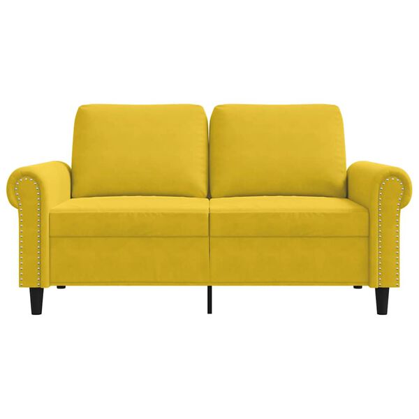 vidaXL Dvivietė sofa, geltonos spalvos, 120cm, aksomas