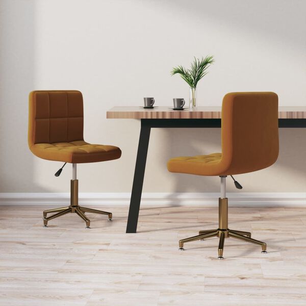 vidaXL Pasukamos valgomojo kėdės, 2vnt., rudos spalvos, aksomas