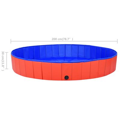 vidaXL Sulankstomas baseinas šunims, raudonos spalvos, 200x30cm, PVC