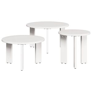 vidaXL Kavos staliukas 3 vnt. Balta 47,5 x 47,5 x 27 cm Pu&scaron;ies masyvas