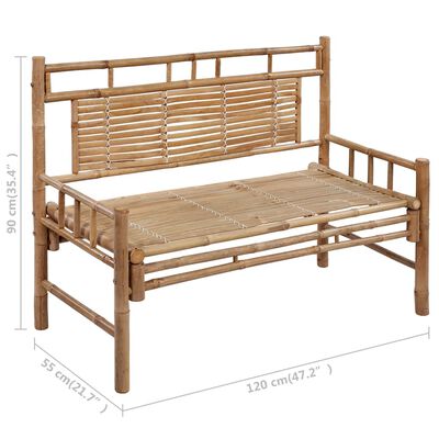 vidaXL Sodo suoliukas su pagalvėle, 120cm, bambukas (41504+314950)