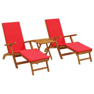 vidaXL Atsilenkiantis ir sulankstomas saulės gultas 3 pcs Raudona