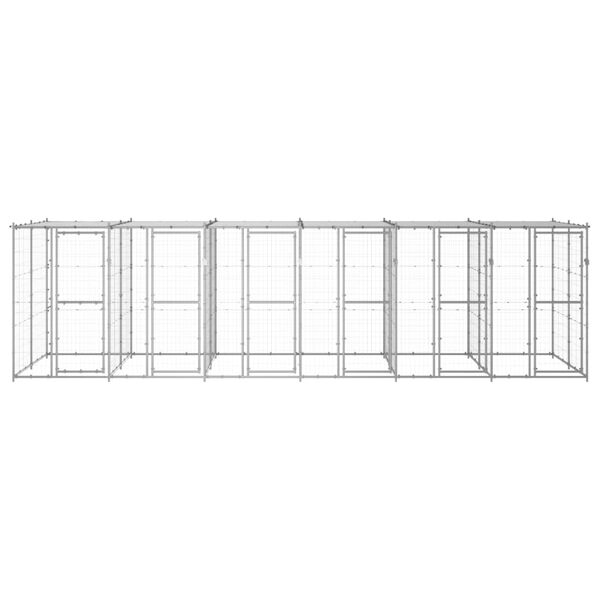vidaXL Lauko voljeras šunims su stogu, galvanizuotas plienas, 14,52m²